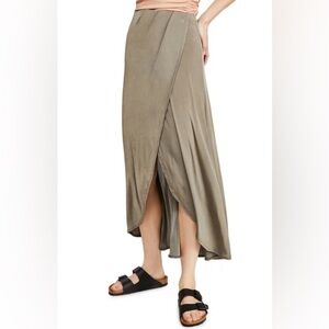 Free People Women’s Army Green/Grey Smoke & Mirrors Faux Wrap Skirt - Small